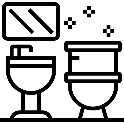 Erfolg – ​​​​Verkauf von HYLA-Produkten – Schwarze Silhouette-Ikone einer Toilette mit geschlossenem Deckel und Tank.