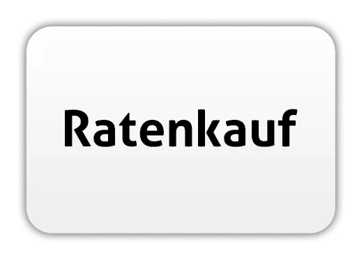 Erfolg - Verkauf von HYLA-Produkten - Weißer rechteckiger Knopf mit abgerundeten Ecken und schwarzem Text mit der Aufschrift „Ratenkauf“
